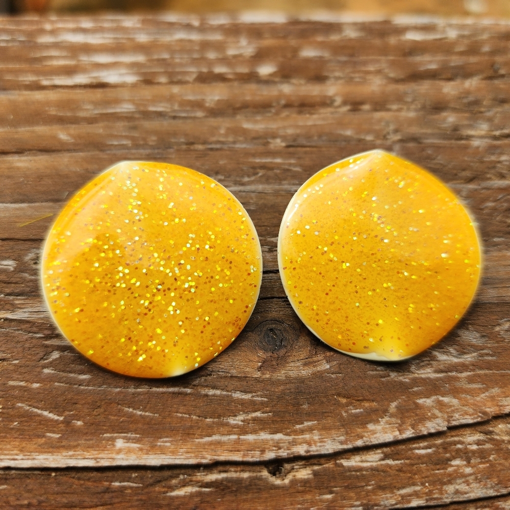 Sparkling Yellow Circle Earrings